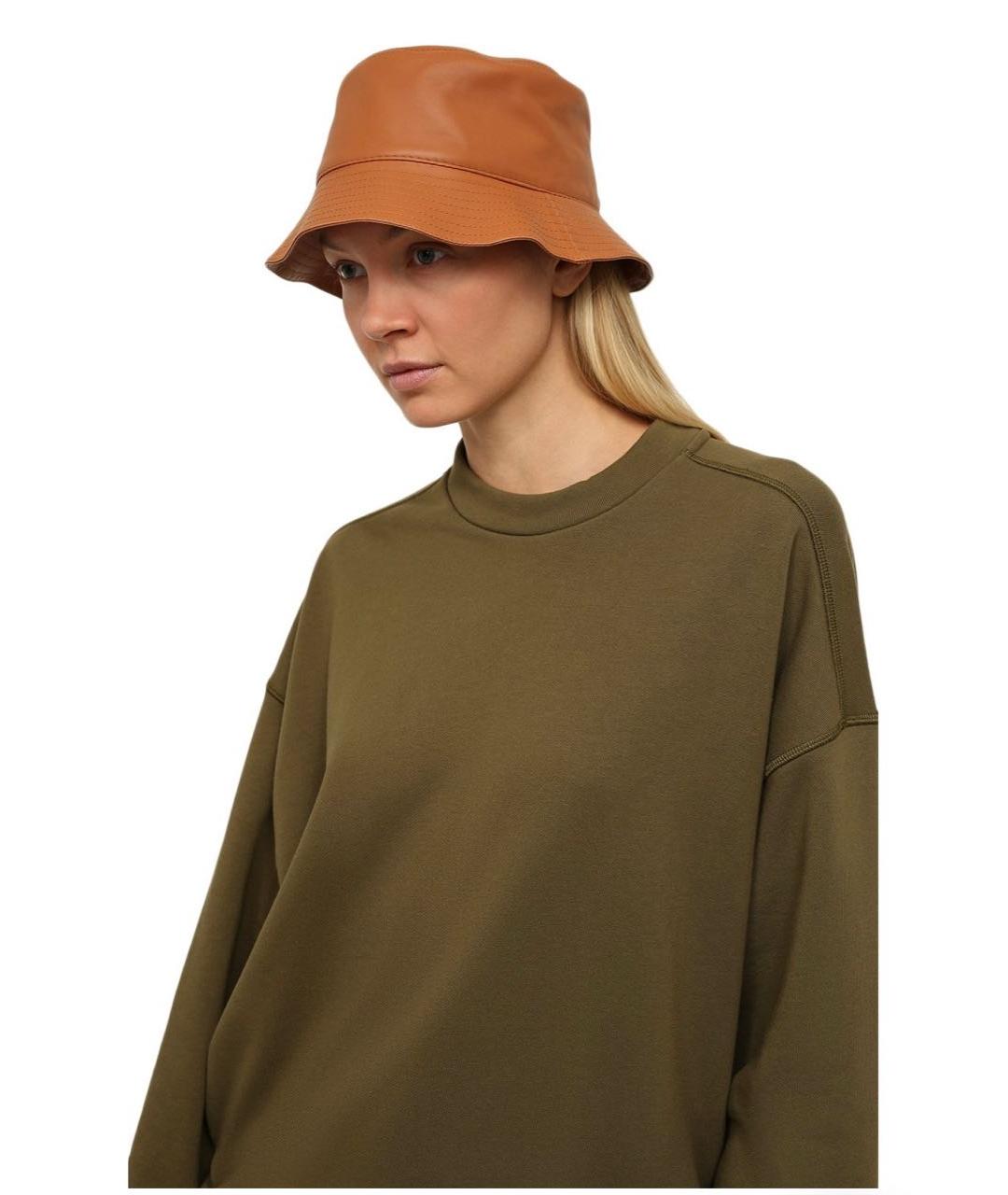 LOEWE Коричневая кожаная панама, фото 4