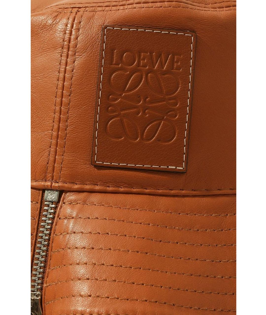 LOEWE Коричневая кожаная панама, фото 3