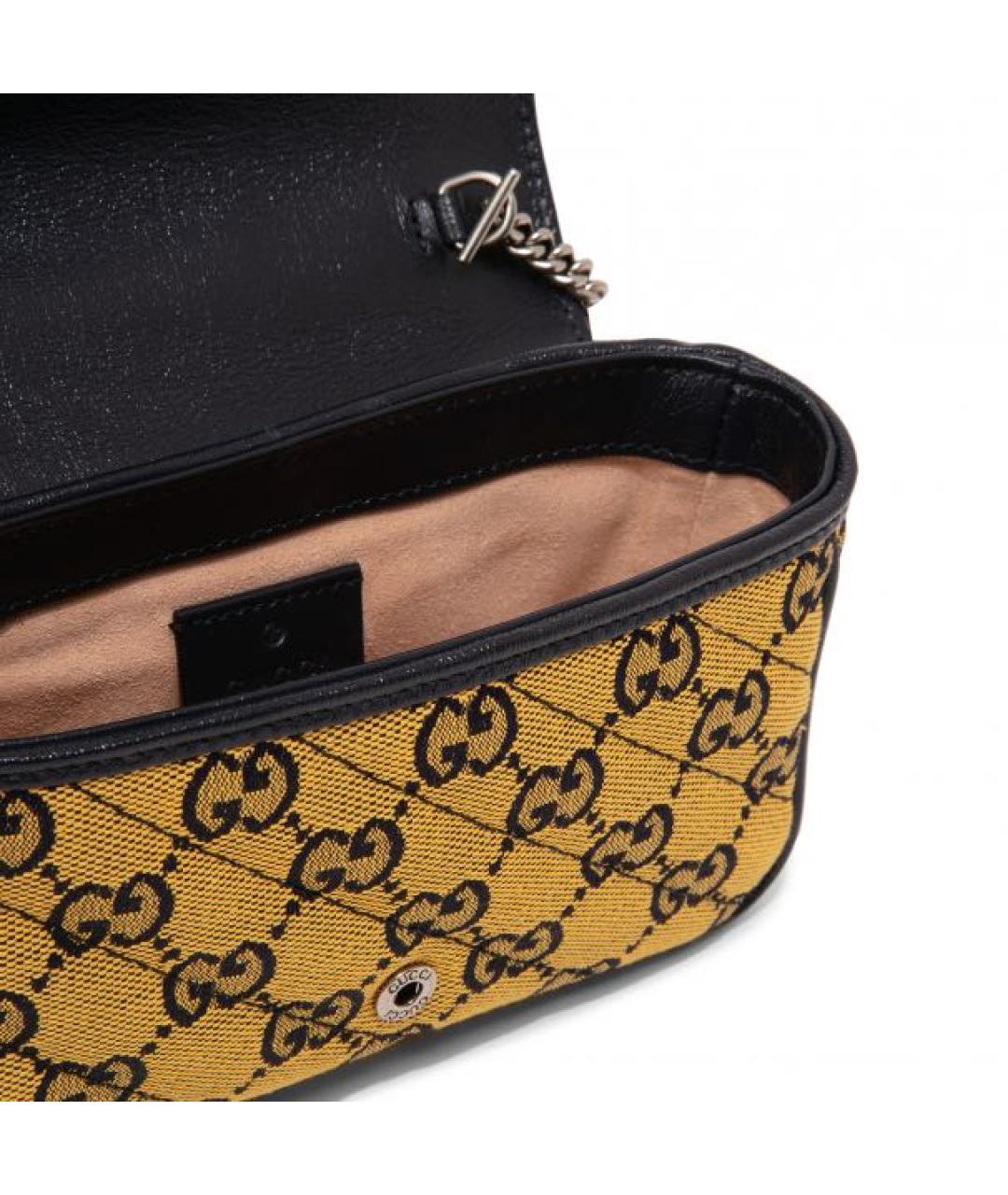 GUCCI Горчичная жаккардовая сумка через плечо, фото 3