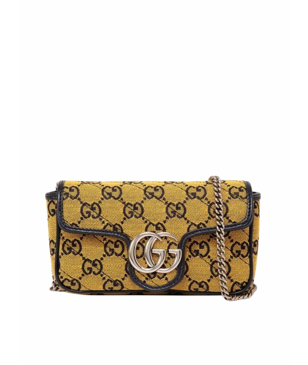 GUCCI Горчичная жаккардовая сумка через плечо, фото 1