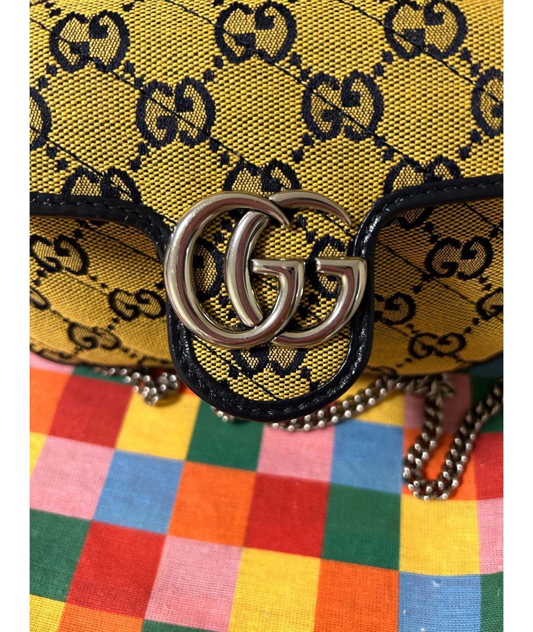 GUCCI Горчичная жаккардовая сумка через плечо, фото 7