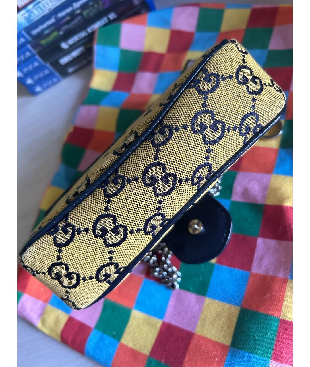 GUCCI Горчичная жаккардовая сумка через плечо, фото 6