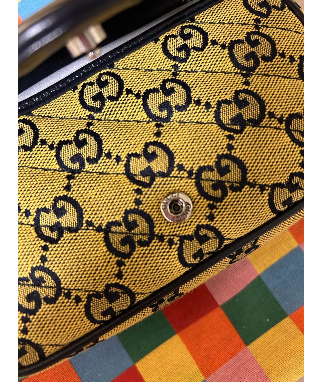 GUCCI Горчичная жаккардовая сумка через плечо, фото 8