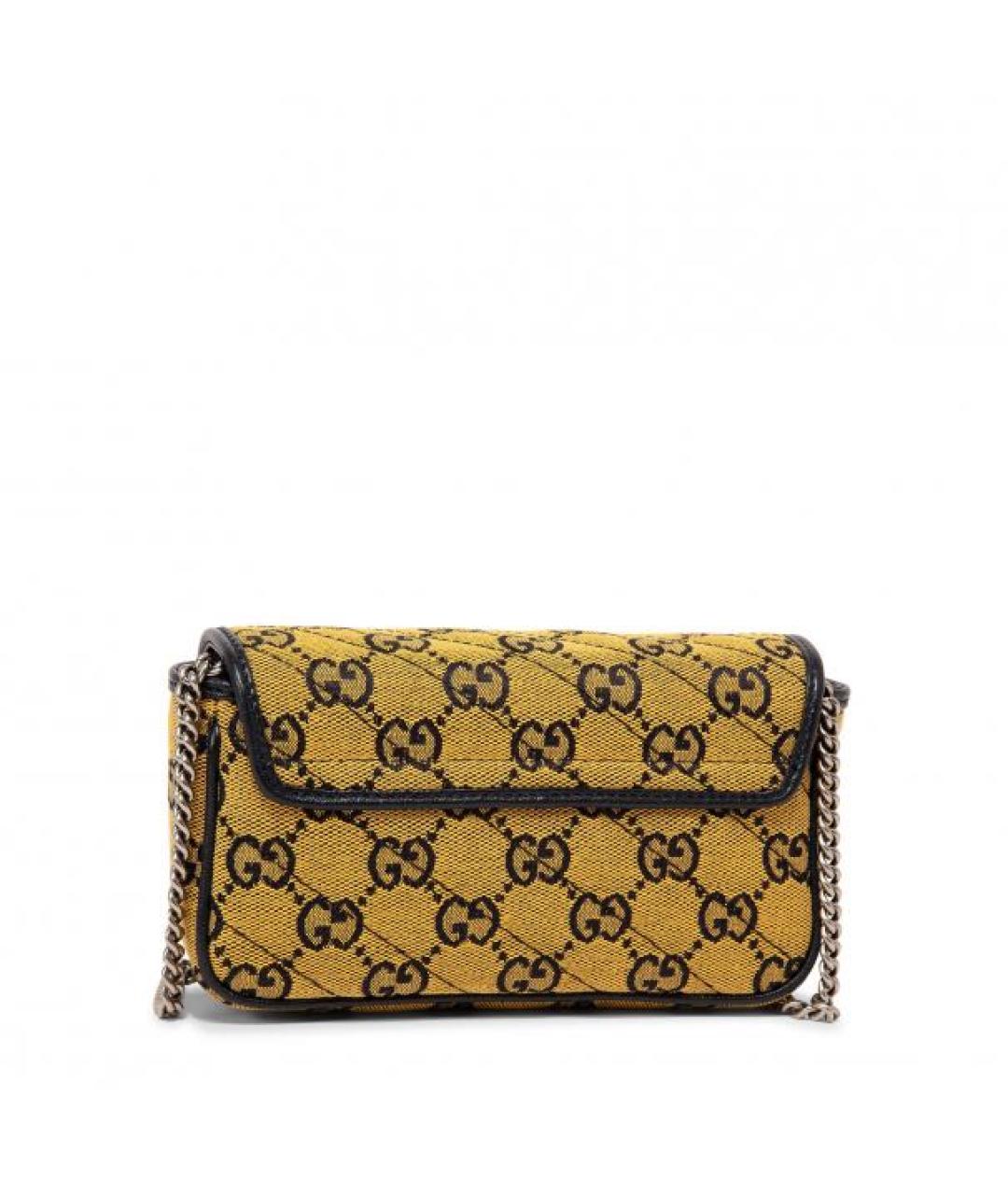 GUCCI Горчичная жаккардовая сумка через плечо, фото 2