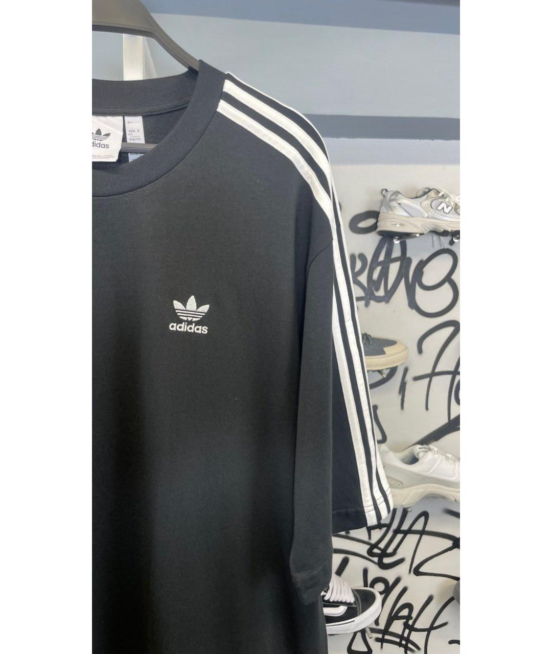 ADIDAS Черная хлопковая футболка, фото 4
