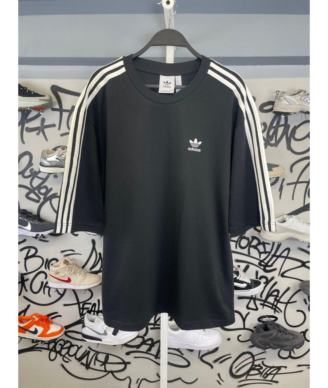 ADIDAS Черная хлопковая футболка, фото 2