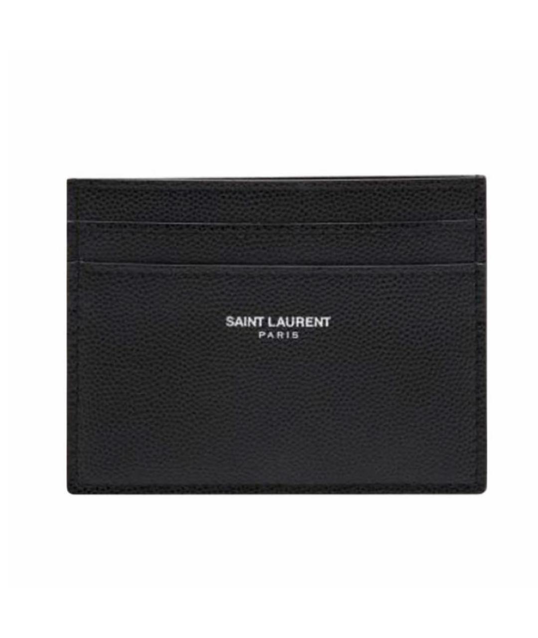 SAINT LAURENT Черный кожаный кардхолдер, фото 1