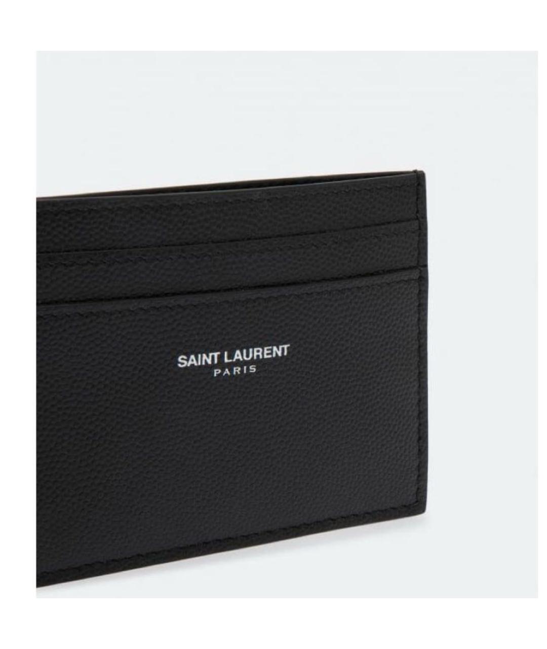 SAINT LAURENT Черный кожаный кардхолдер, фото 2
