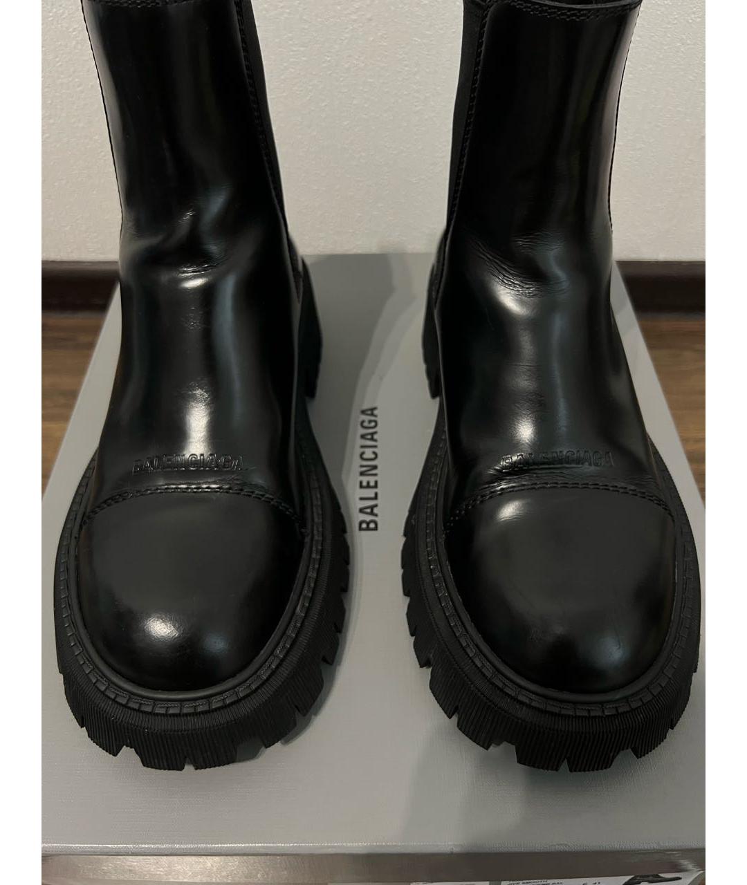 BALENCIAGA Черные кожаные высокие ботинки, фото 3