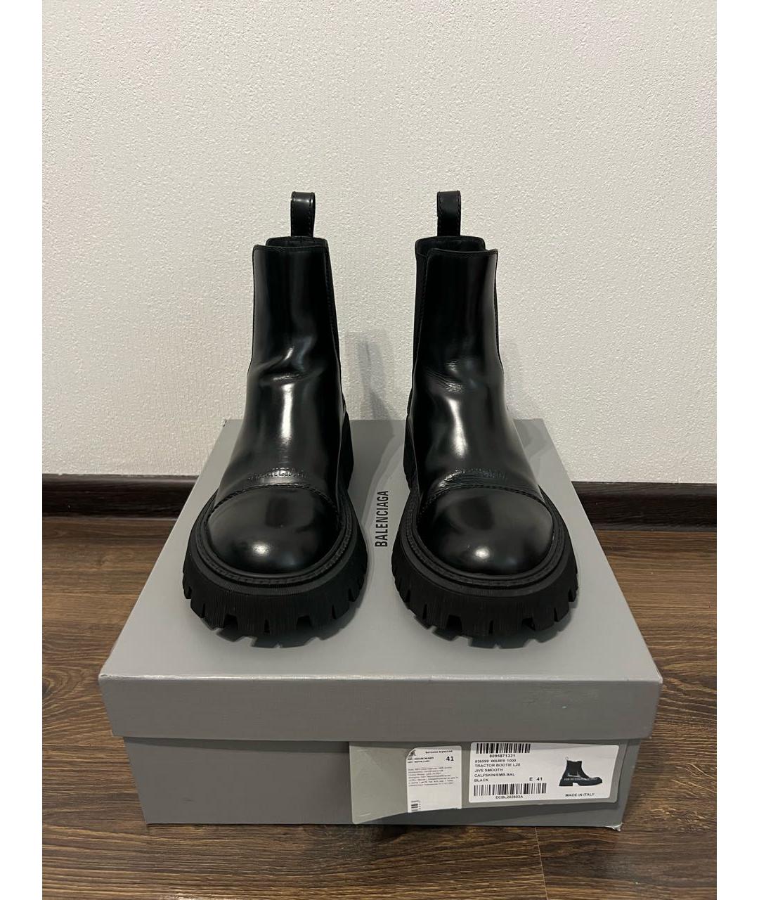 BALENCIAGA Черные кожаные высокие ботинки, фото 2