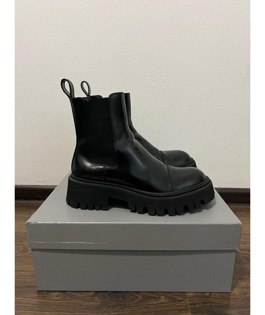 BALENCIAGA Черные кожаные высокие ботинки, фото 9