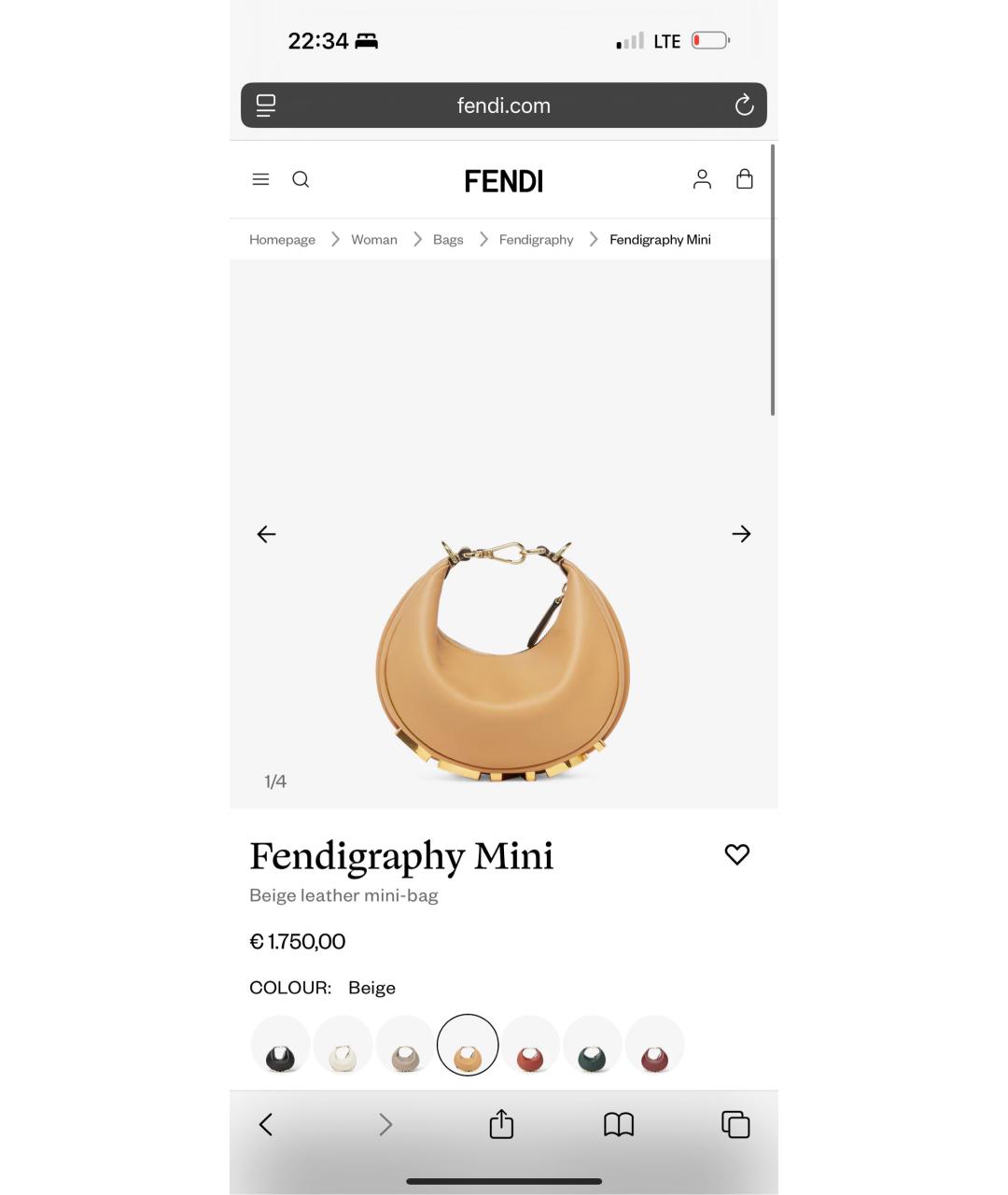 FENDI Бежевая кожаная сумка с короткими ручками, фото 6