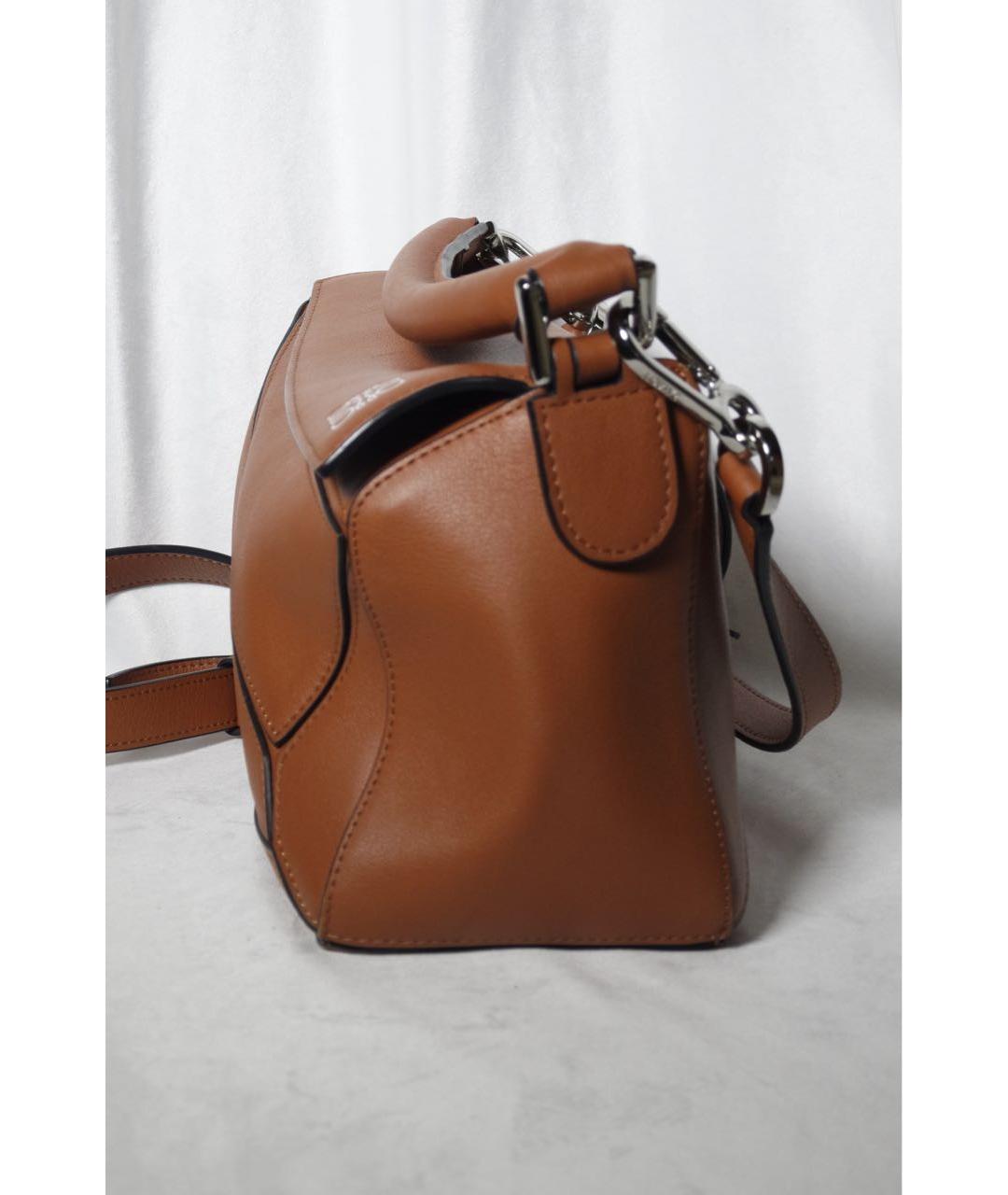 LOEWE Коричневая кожаная сумка с короткими ручками, фото 3