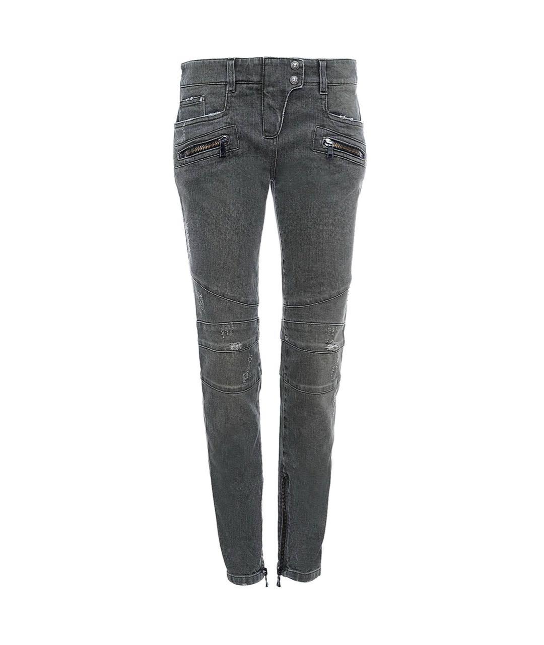 BALMAIN Хаки хлопко-эластановые джинсы слим, фото 1