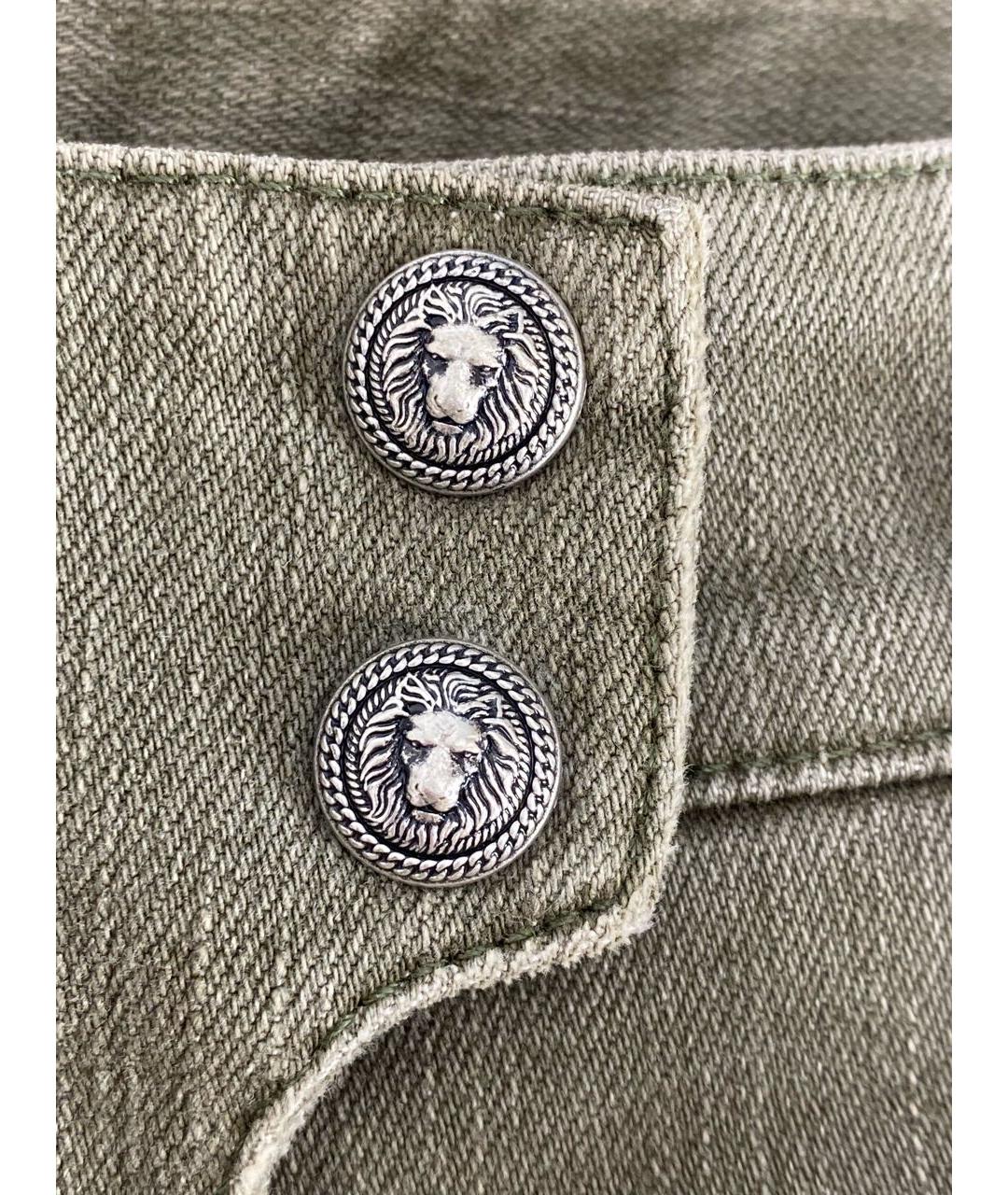 BALMAIN Хаки хлопко-эластановые джинсы слим, фото 4