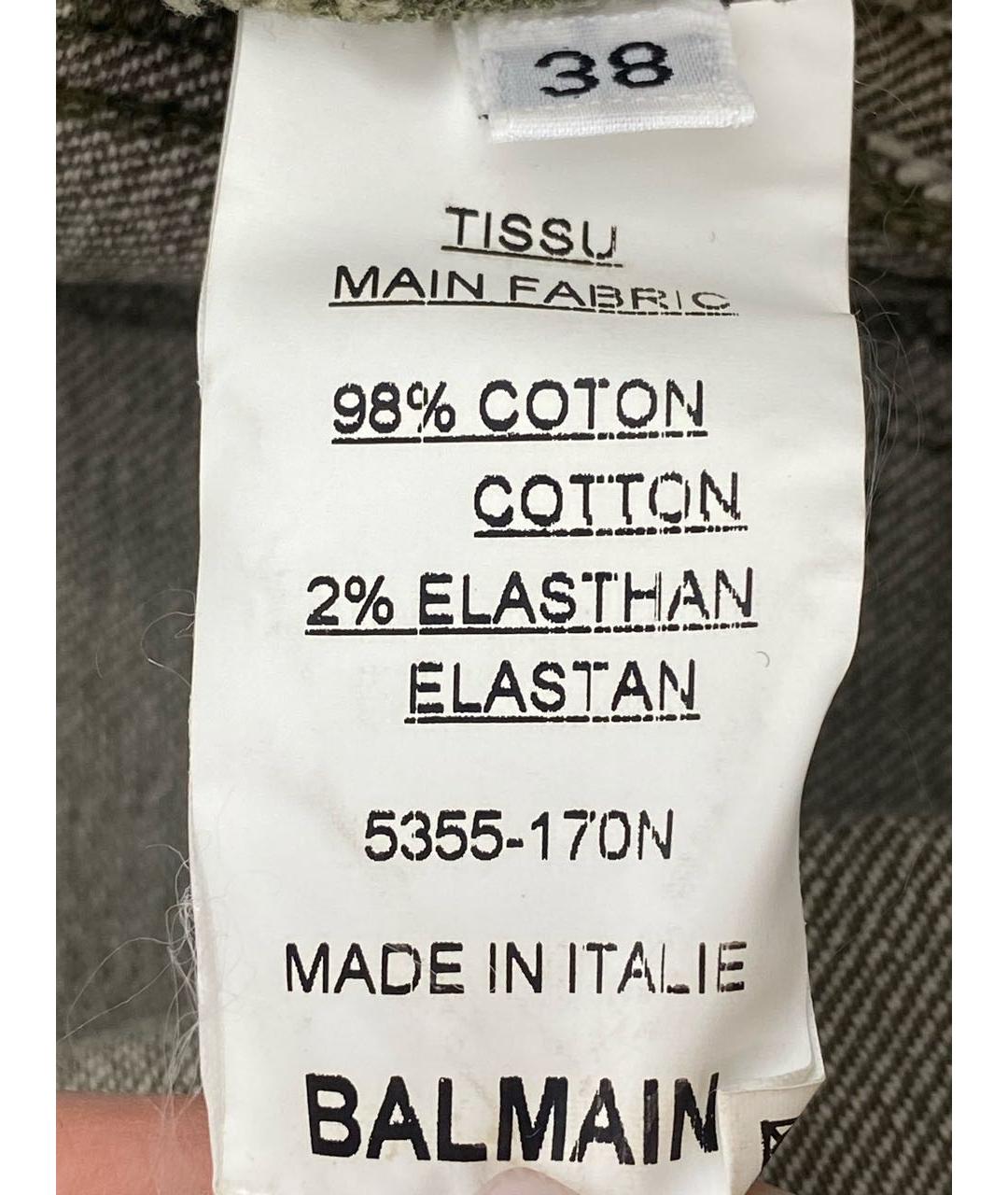 BALMAIN Хаки хлопко-эластановые джинсы слим, фото 7