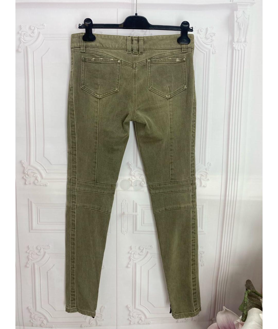 BALMAIN Хаки хлопко-эластановые джинсы слим, фото 2