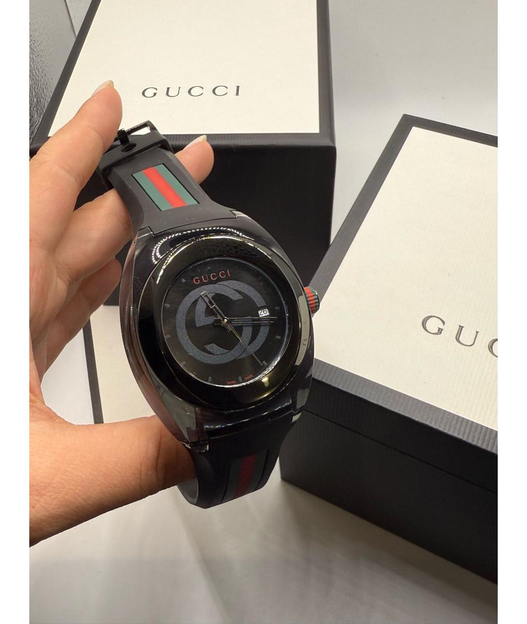 GUCCI Черные часы из белого золота, фото 2