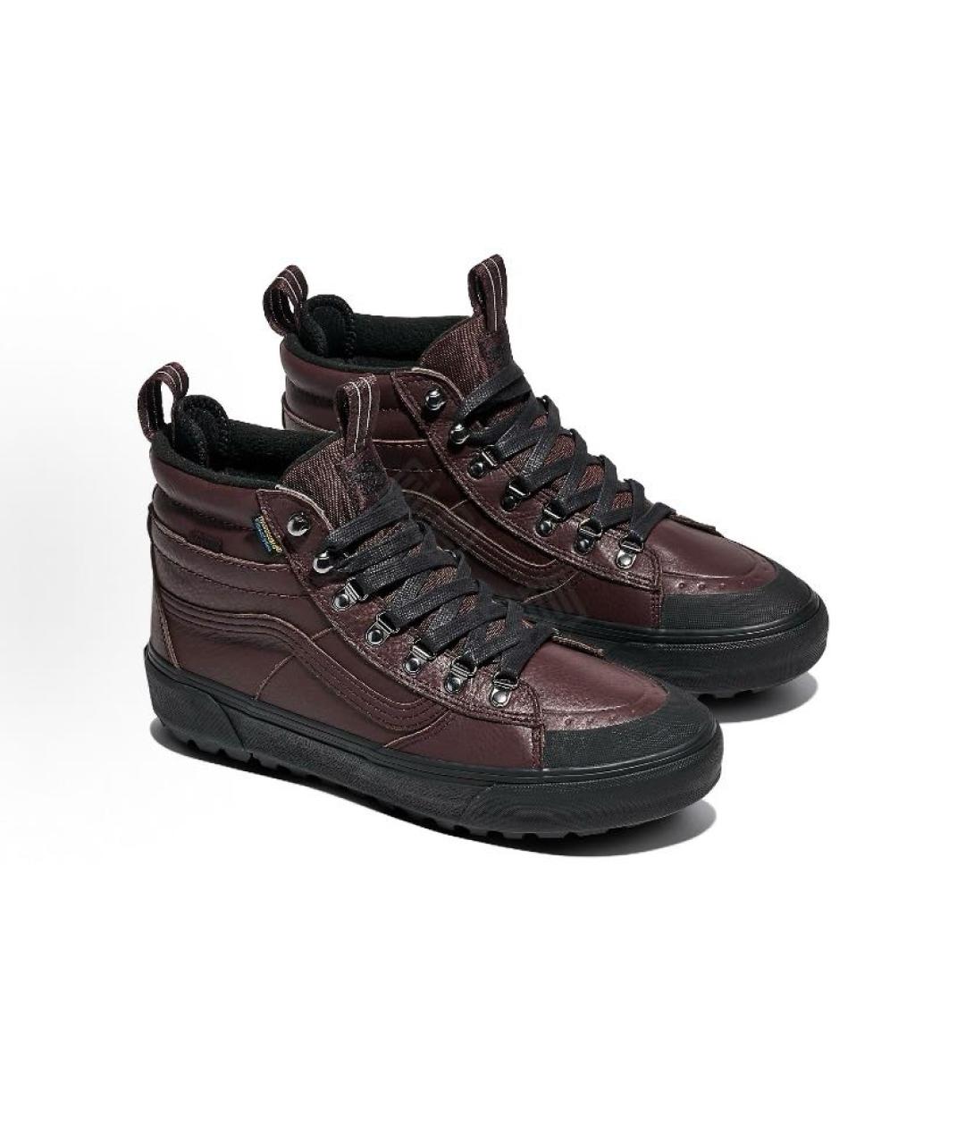 VANS Коричневые кожаные высокие кроссовки / кеды, фото 3