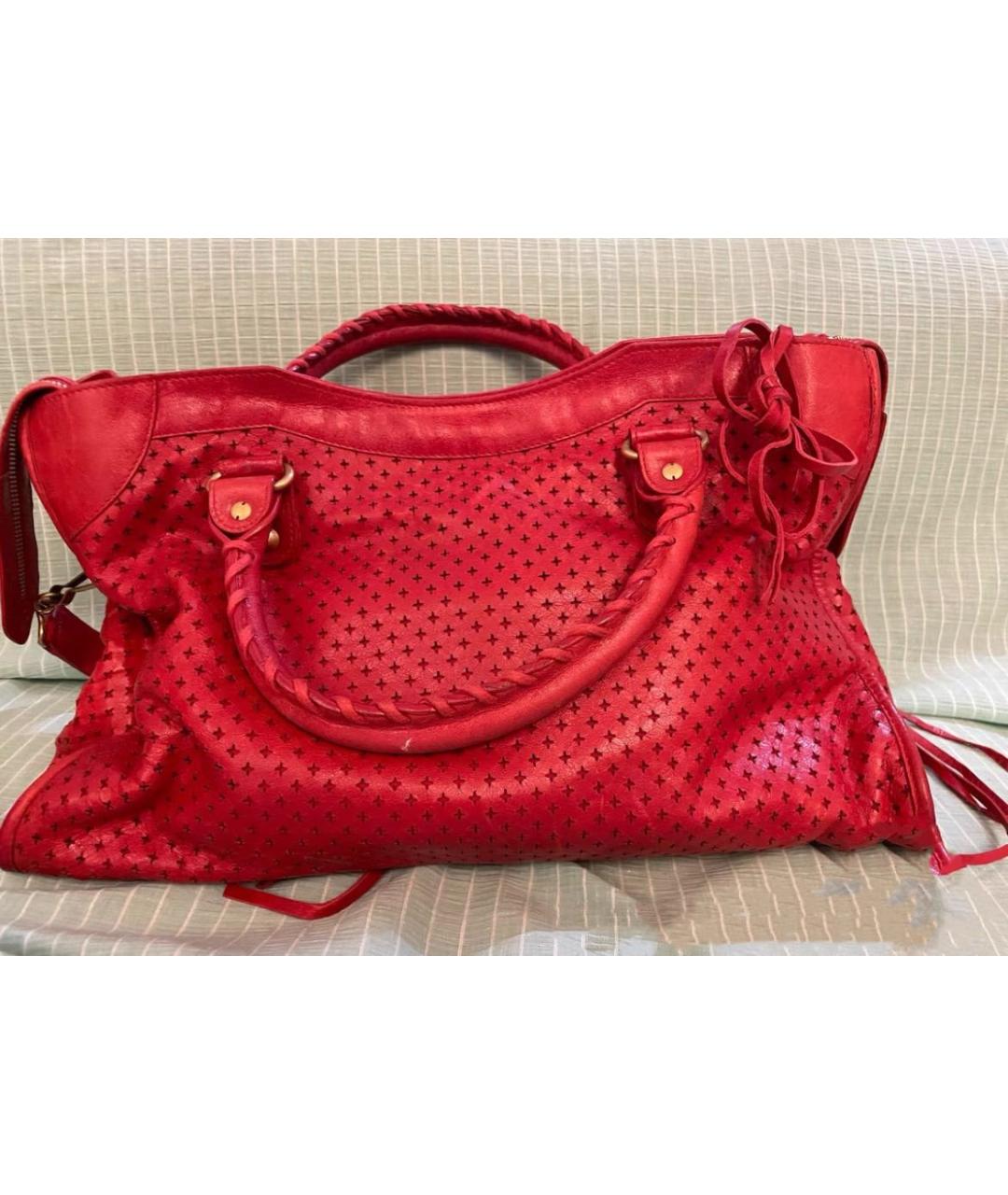 BALENCIAGA Красная кожаная сумка с короткими ручками, фото 3