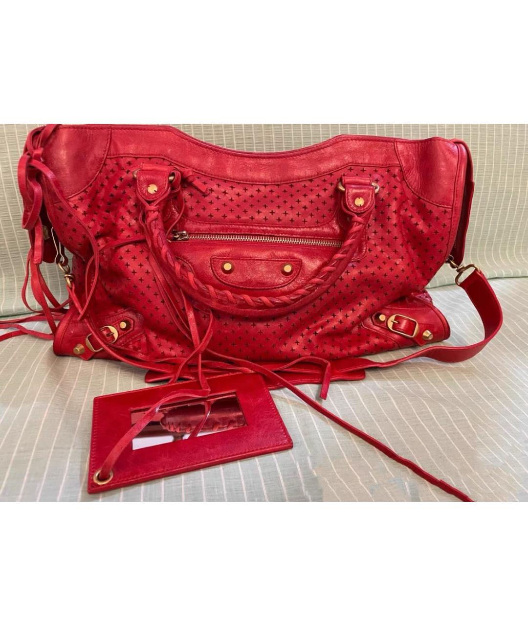 BALENCIAGA Красная кожаная сумка с короткими ручками, фото 2