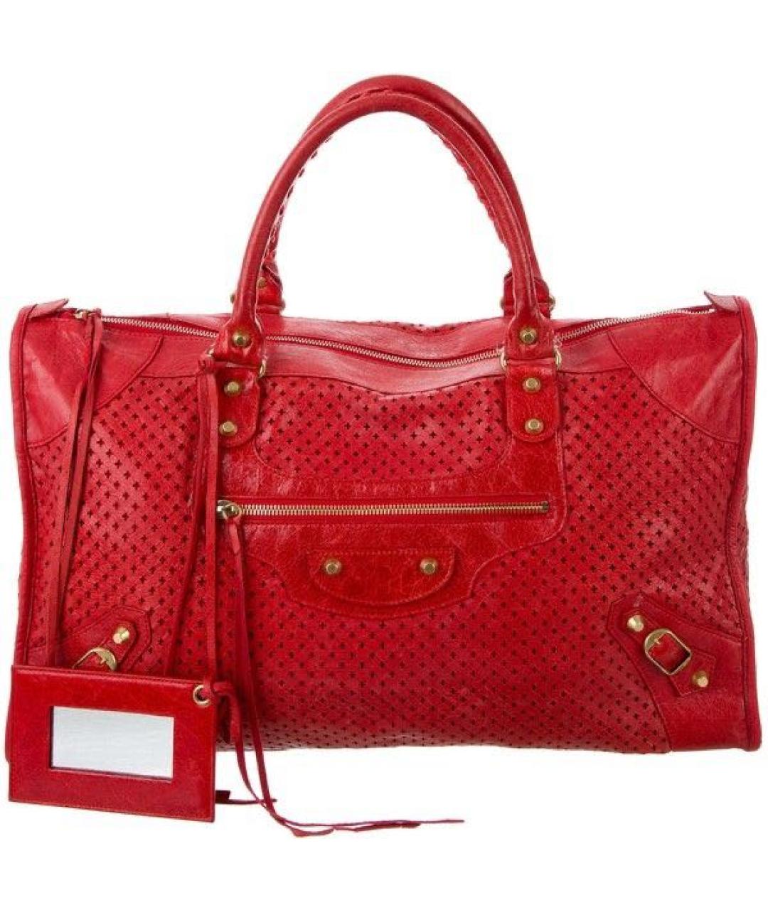 BALENCIAGA Красная кожаная сумка с короткими ручками, фото 1