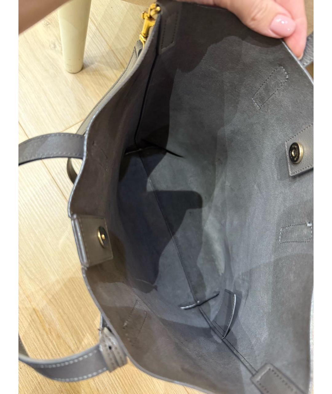 SAINT LAURENT Серая кожаная сумка тоут, фото 7