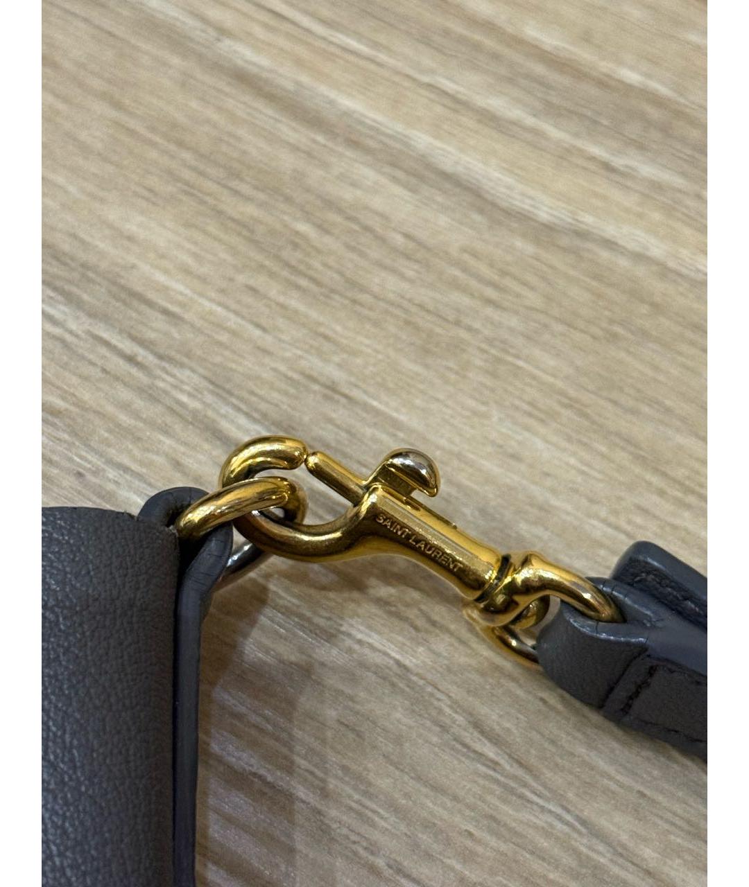 SAINT LAURENT Серая кожаная сумка тоут, фото 4