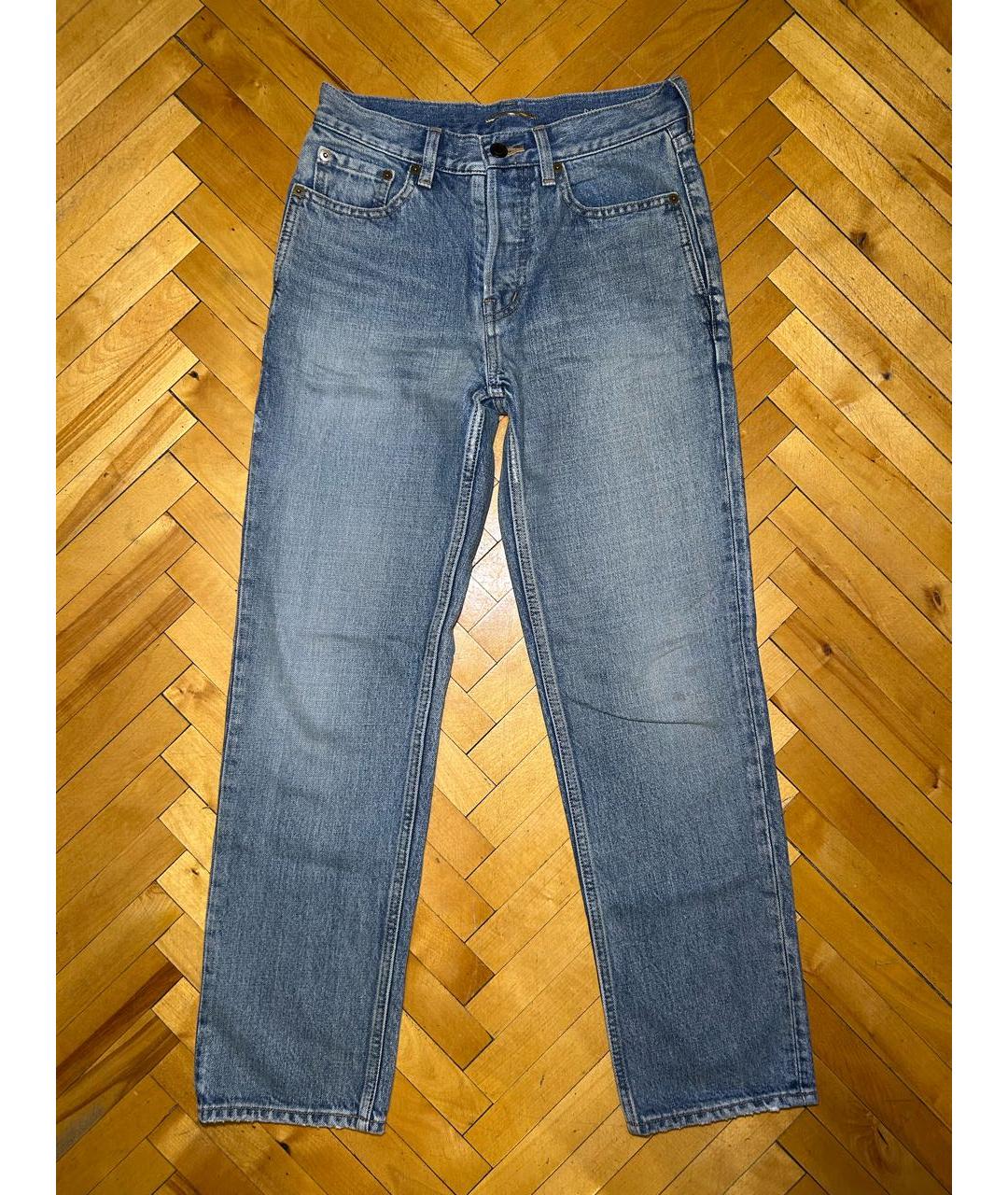 SAINT LAURENT Голубые хлопковые прямые джинсы, фото 9