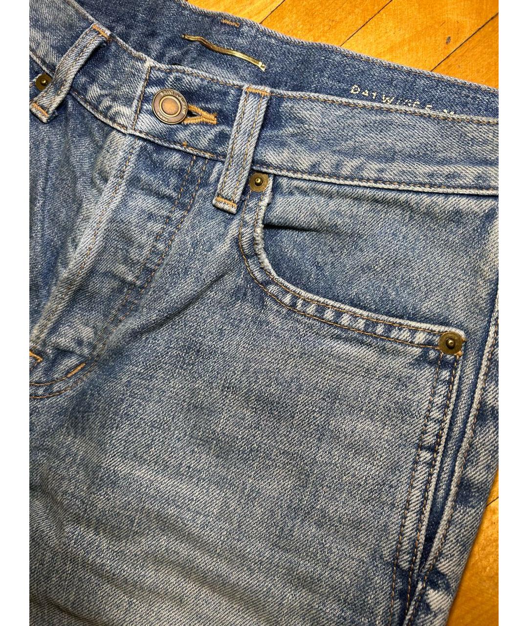 SAINT LAURENT Голубые хлопковые прямые джинсы, фото 4