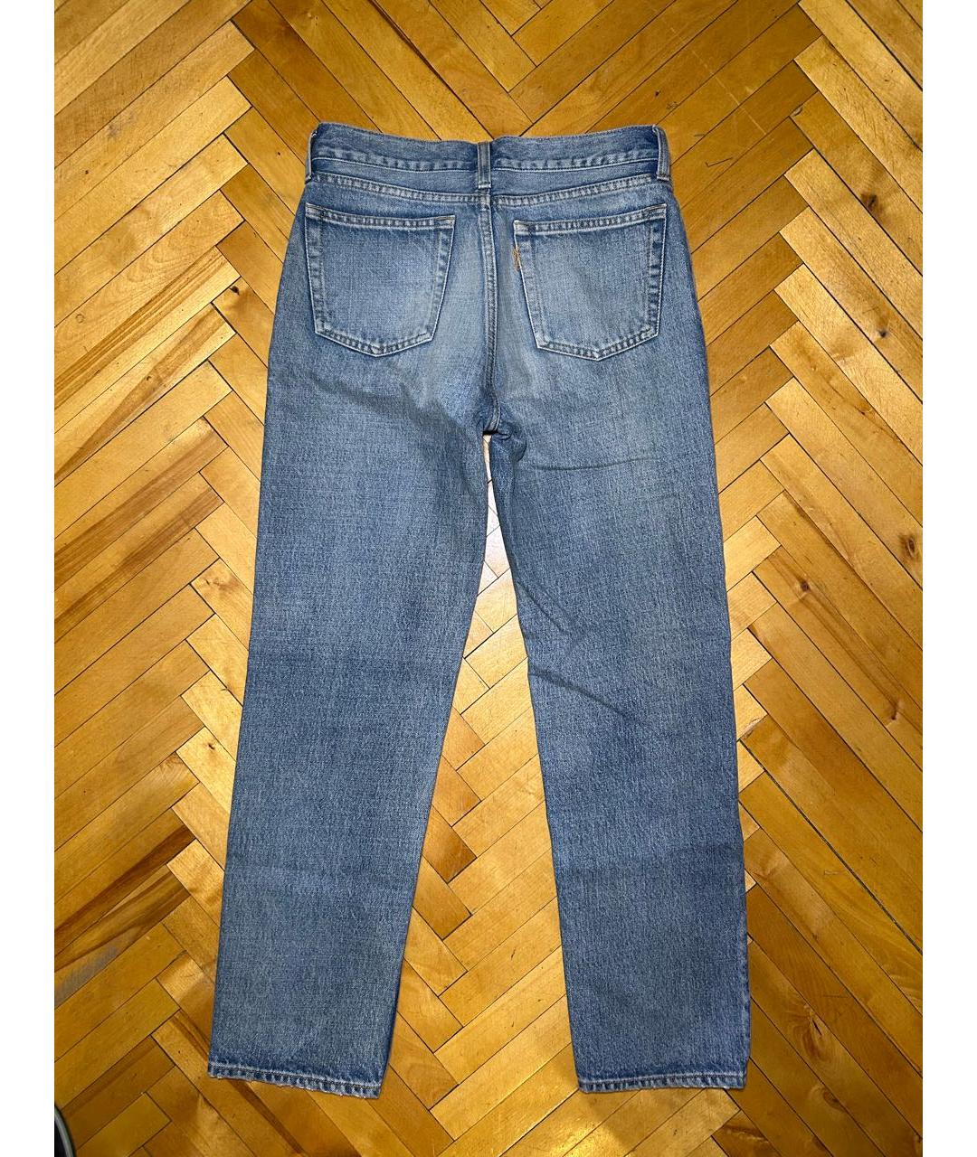SAINT LAURENT Голубые хлопковые прямые джинсы, фото 2