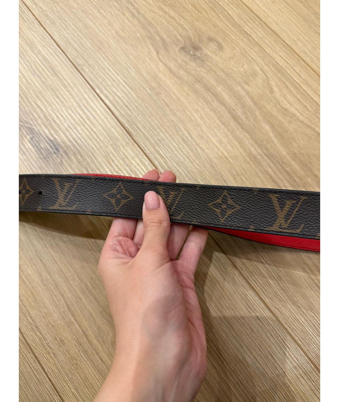 LOUIS VUITTON Коричневый кожаный ремень, фото 5