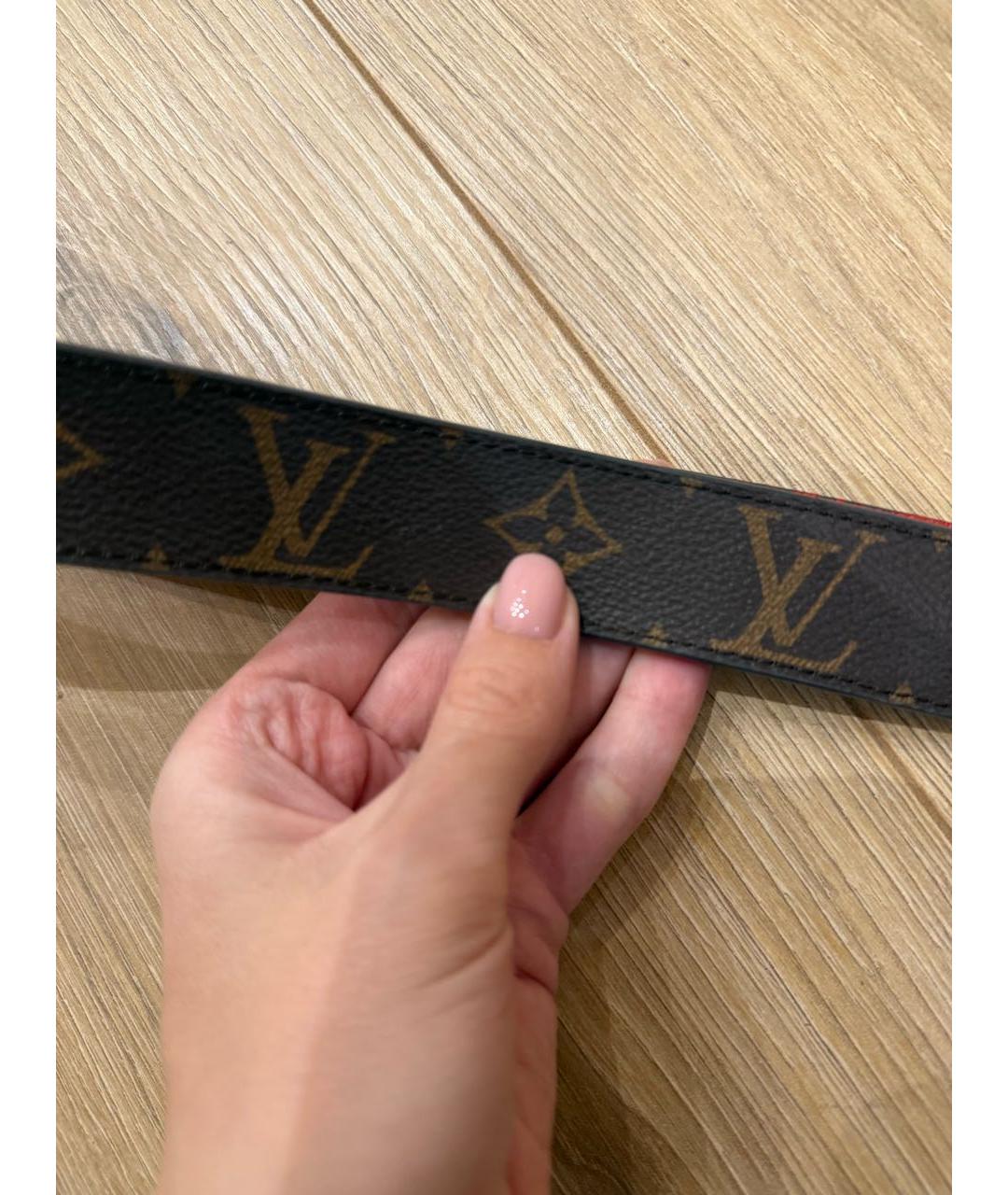LOUIS VUITTON Коричневый кожаный ремень, фото 6