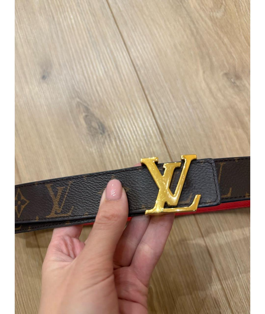 LOUIS VUITTON Коричневый кожаный ремень, фото 2