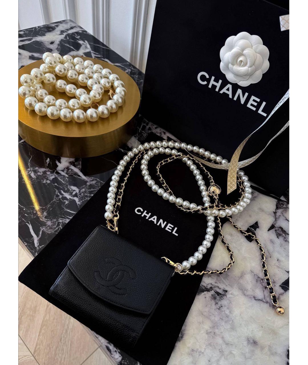 CHANEL Черный кожаный кошелек, фото 2