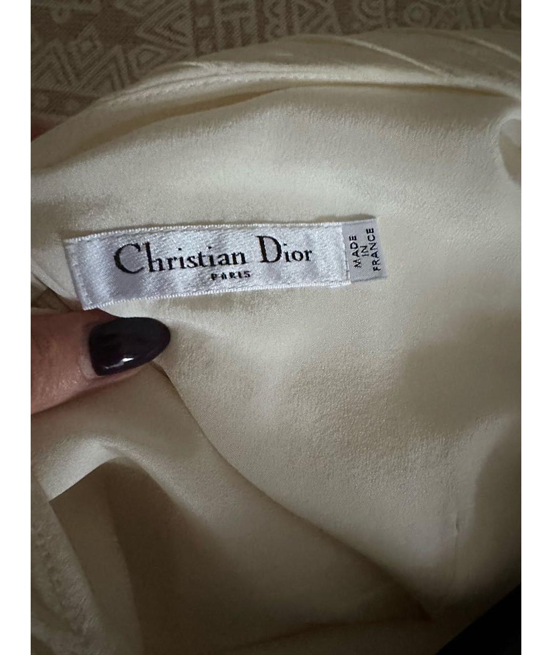 CHRISTIAN DIOR Белое шелковое коктейльное платье, фото 3