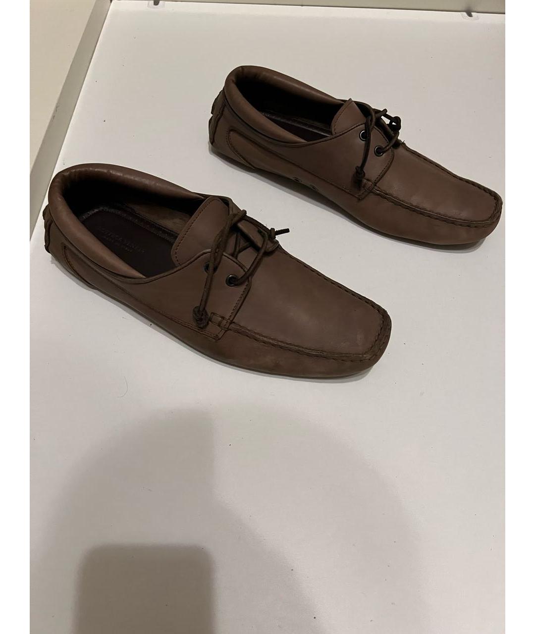 BOTTEGA VENETA Коричневые кожаные мокасины, фото 7