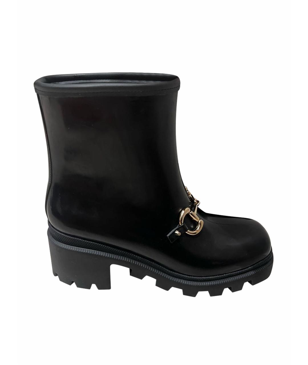 GUCCI Черные резиновые полусапоги, фото 1