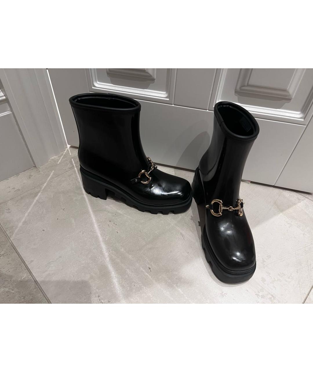 GUCCI Черные резиновые полусапоги, фото 2