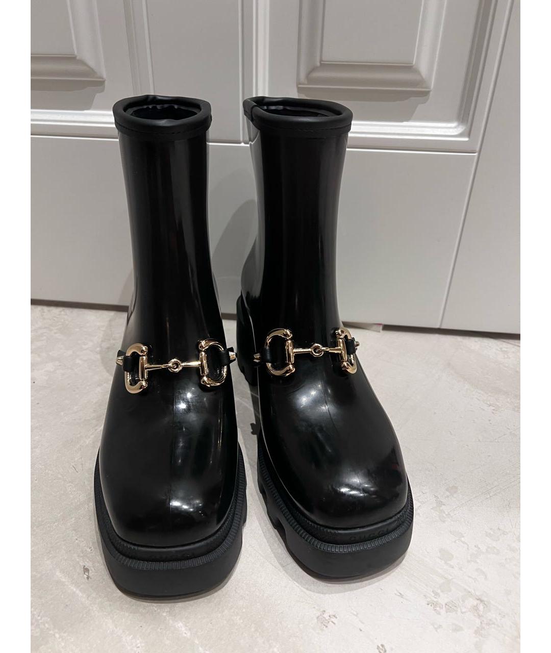 GUCCI Черные резиновые полусапоги, фото 3