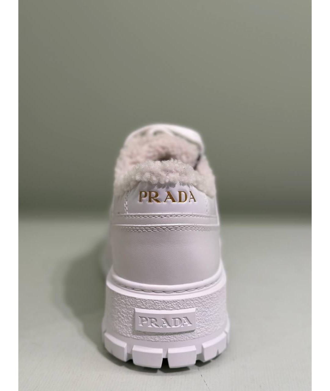 PRADA Белые кожаные кроссовки, фото 5
