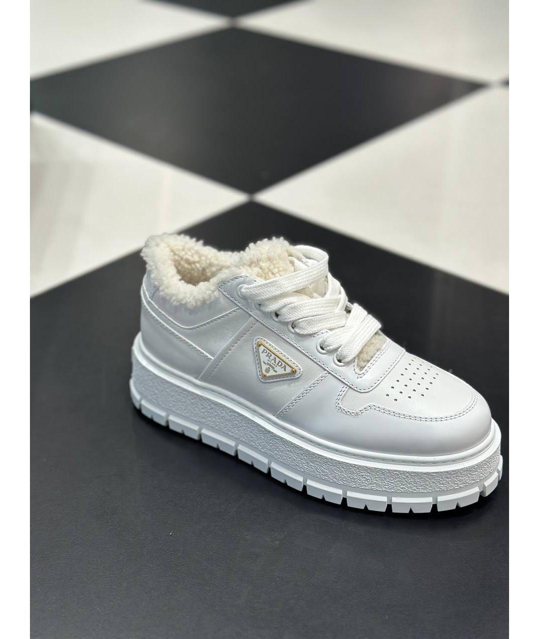 PRADA Белые кожаные кроссовки, фото 8