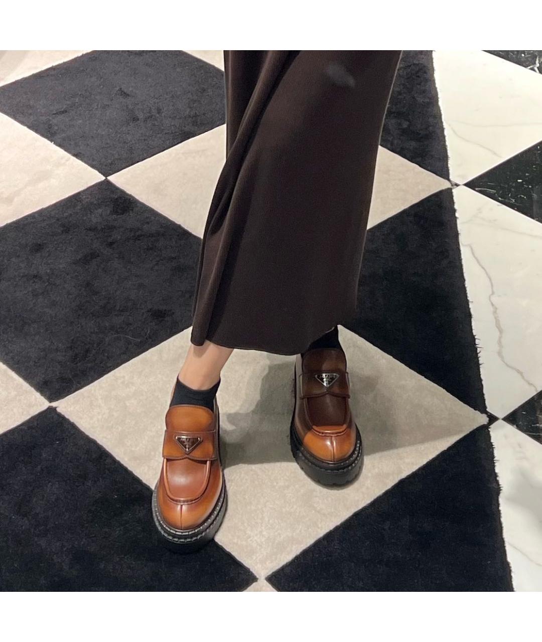 PRADA Коричневые кожаные лоферы, фото 5