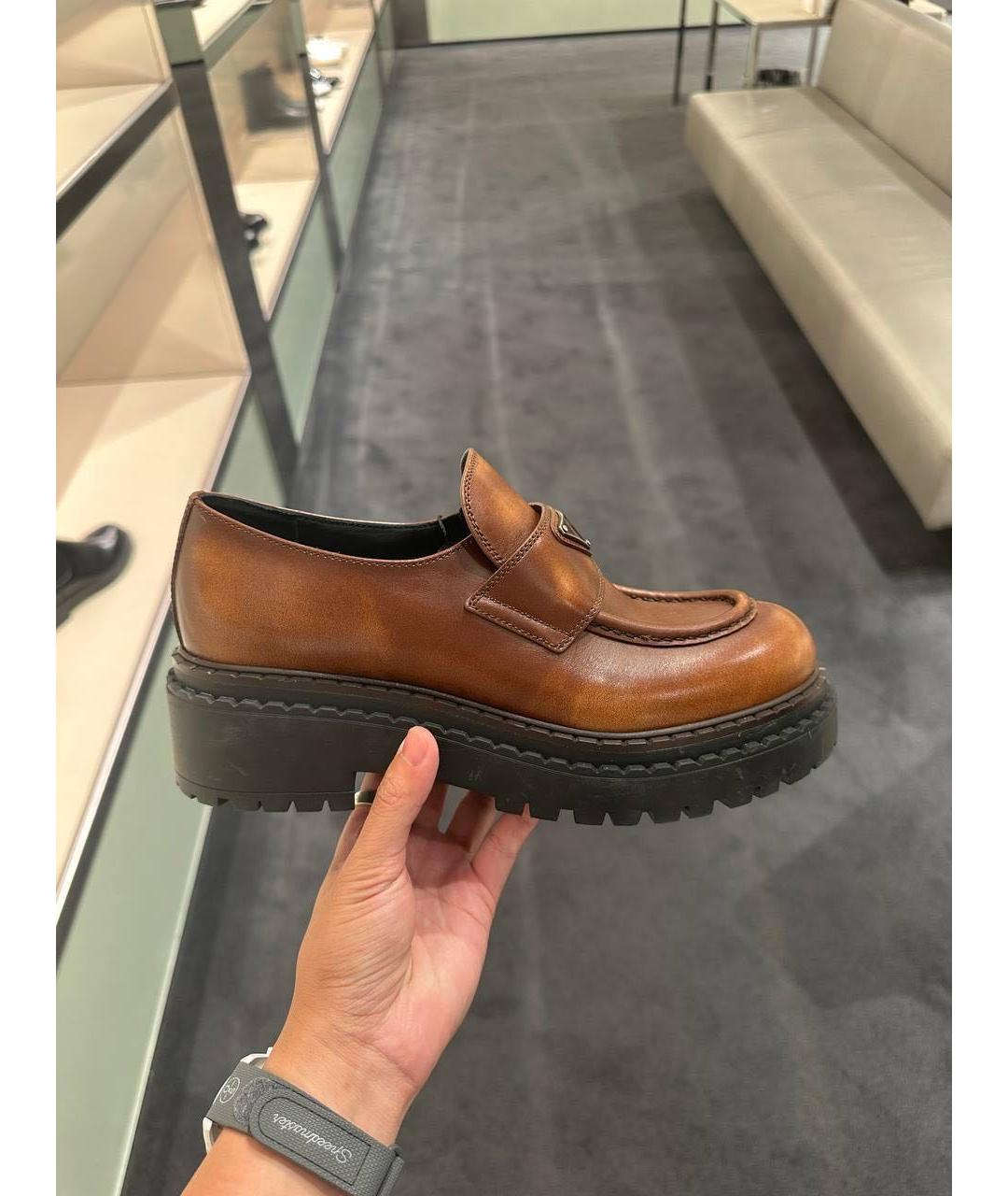 PRADA Коричневые кожаные лоферы, фото 3
