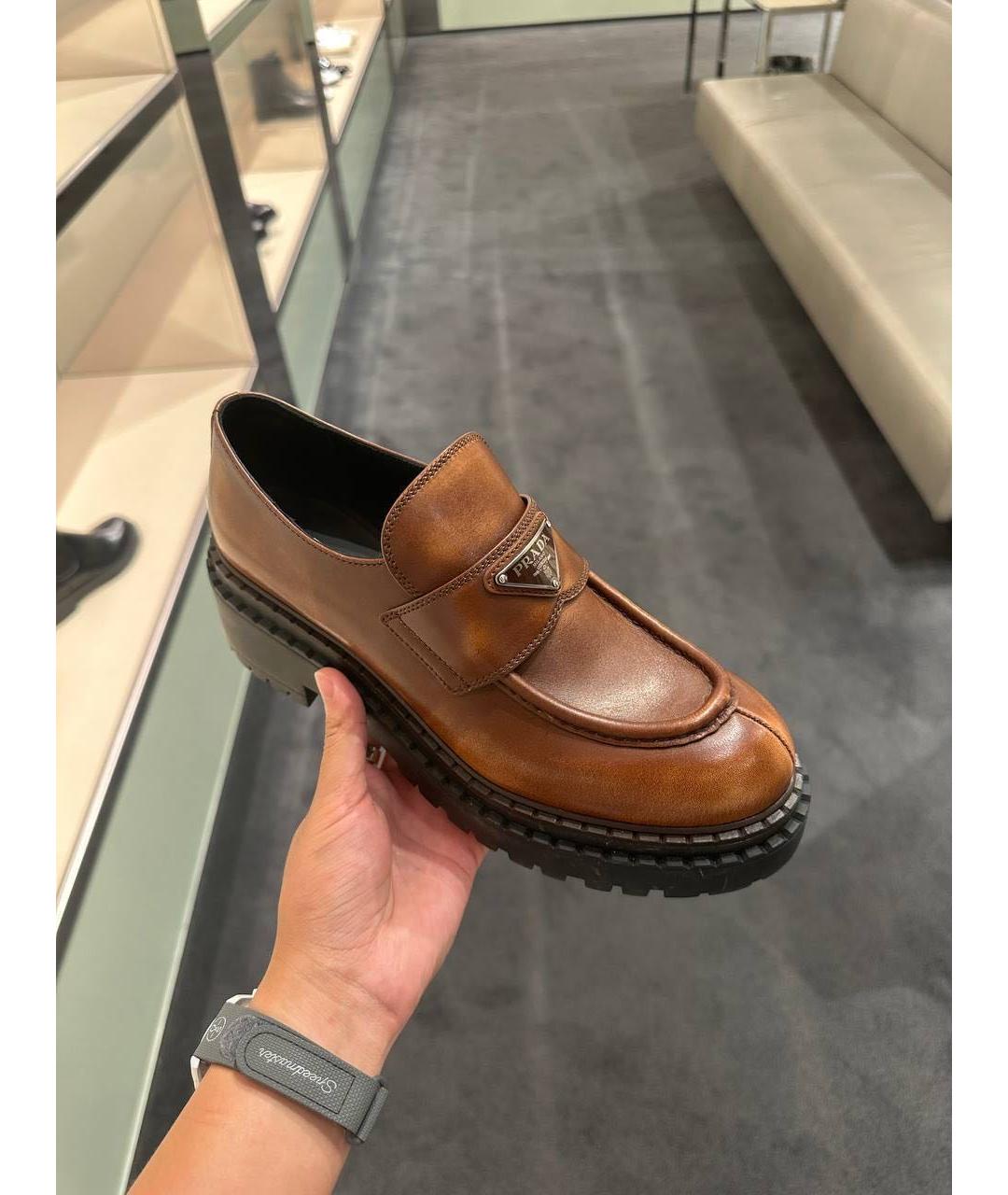 PRADA Коричневые кожаные лоферы, фото 4