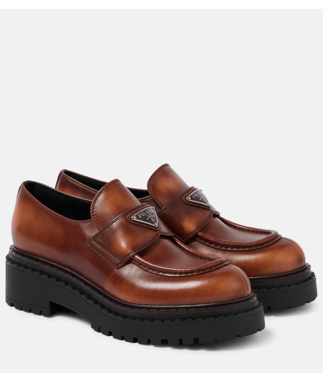 PRADA Коричневые кожаные лоферы, фото 5