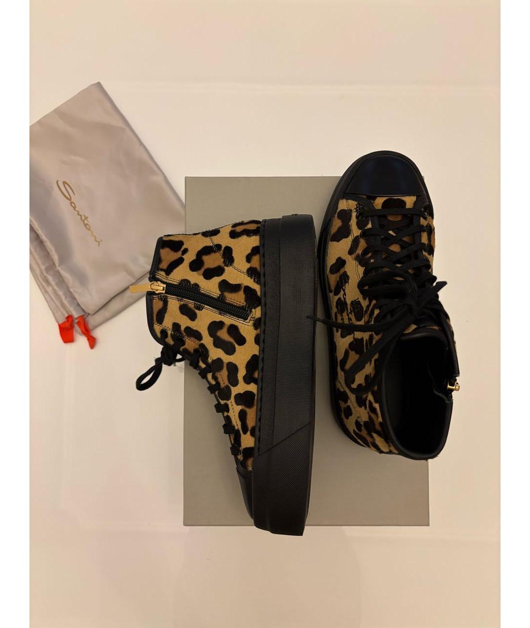 SANTONI Коричневые кожаные кеды, фото 9