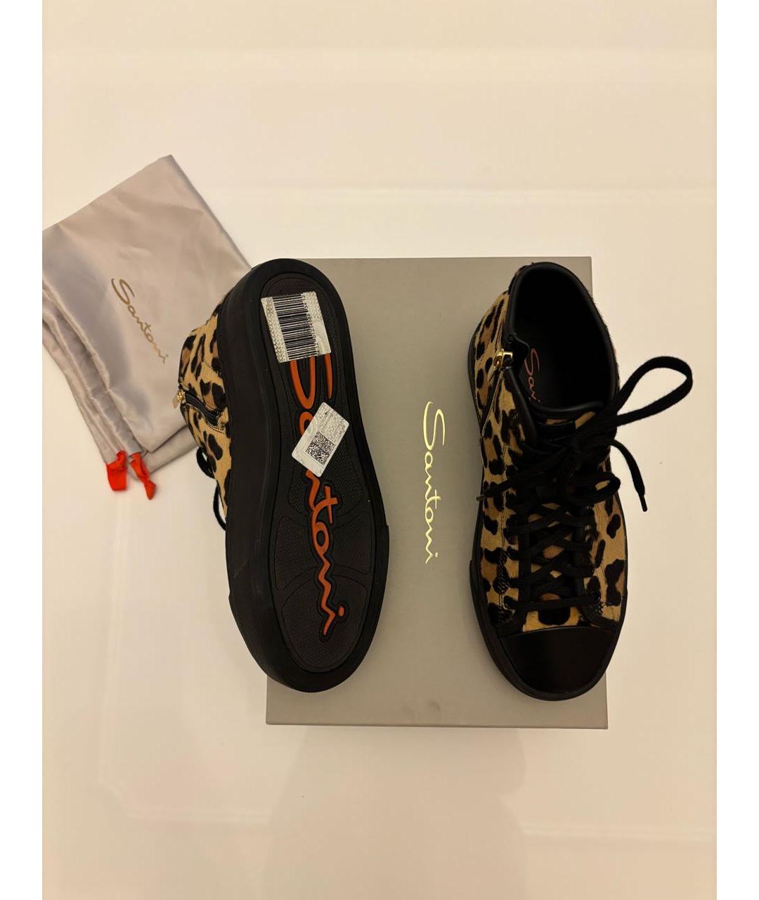 SANTONI Коричневые кожаные кеды, фото 5