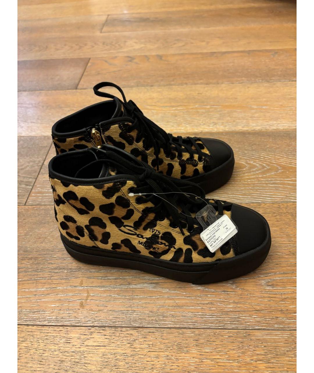 SANTONI Коричневые кожаные кеды, фото 6
