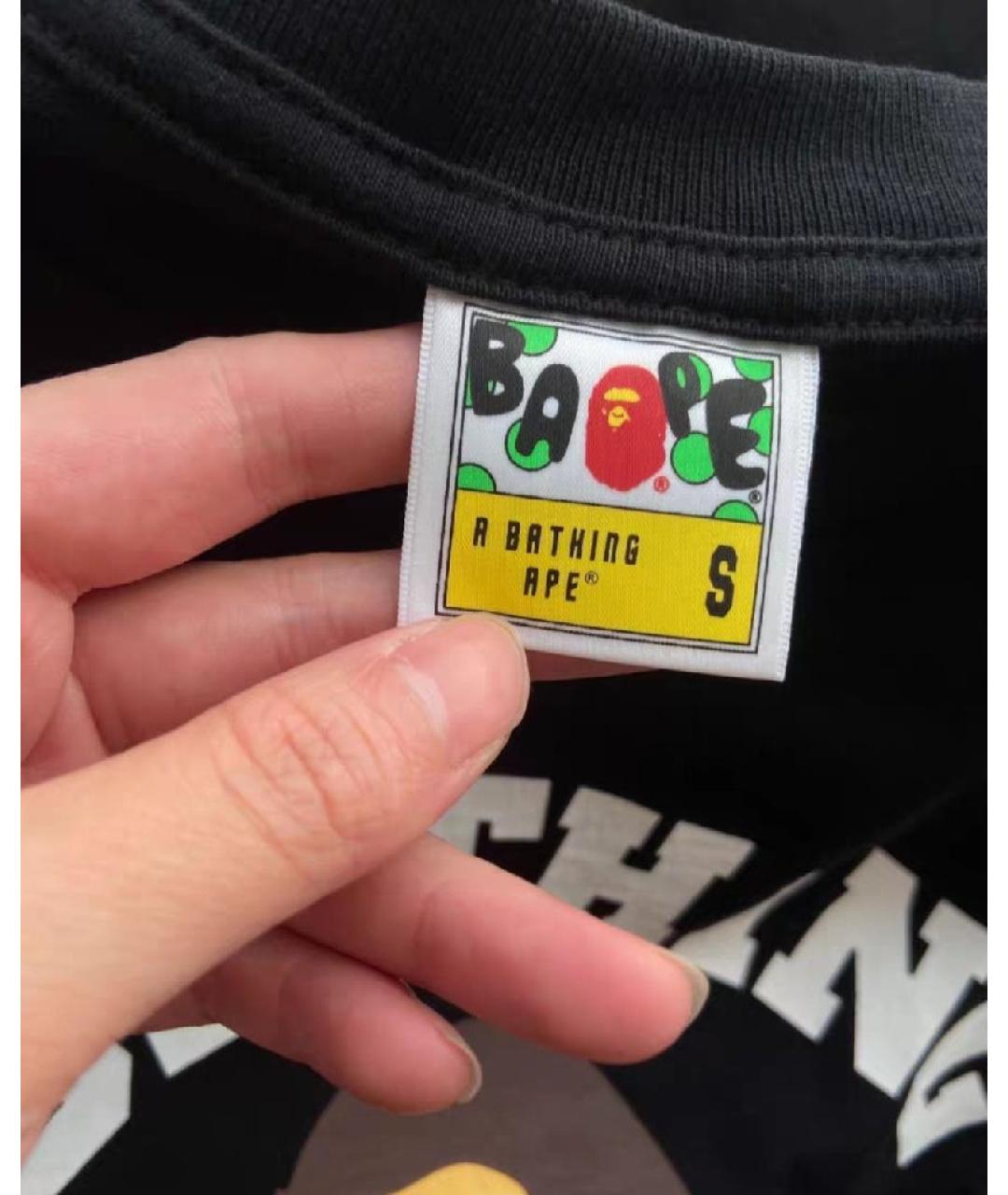 A BATHING APE Черная хлопковая футболка, фото 5